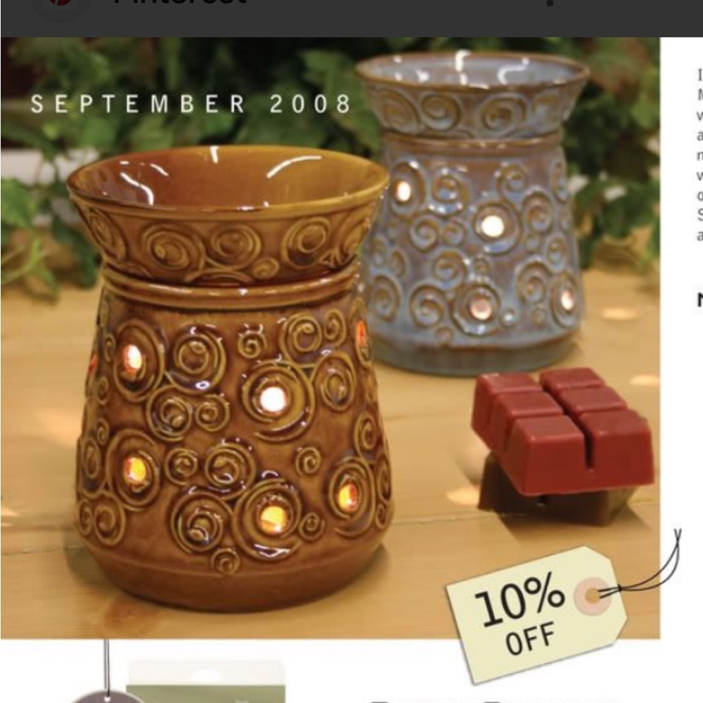 Scentsy Retired 2008 Lisbon Full Size Wax Warmer Grey Blue Swirl DSW-LISB